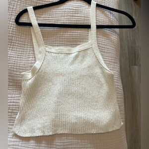 BDG Cream Crop Top with Textured Knit
